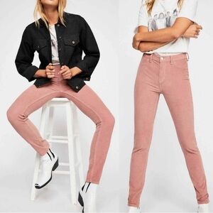 Free People Corduroy Jeans 26 Modern Mauve Raw Hem Blush Pink Nude Neutral NWT